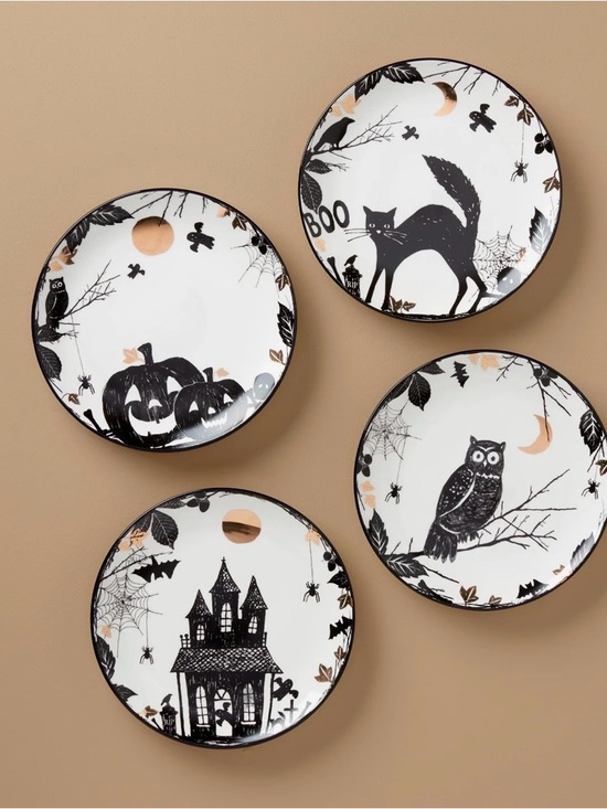 Lenox Other - Two4Me Two4U * TWO NEW Lenox Halloween 8” plates (black cat and jack-o-lantern)